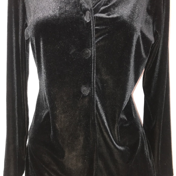 Sabora Black Velvet Fur Trimmed Long Sleeve Robe - Picture 7 of 12